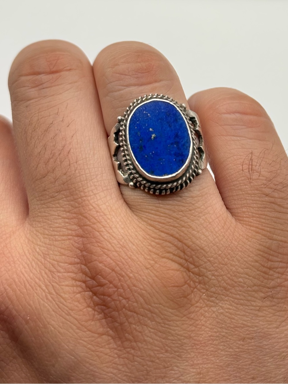 Lapis Blue Stone Silver Ring size 7.3 - Picture 7 of 7